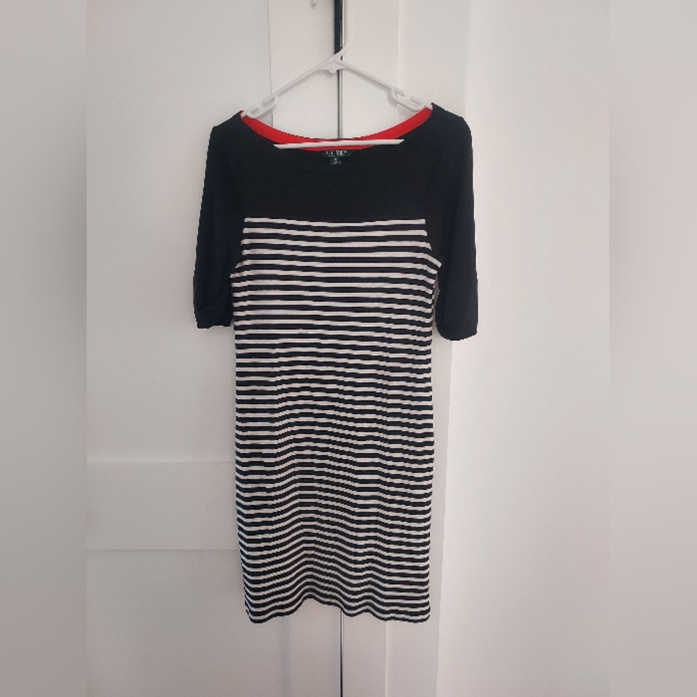 Women's Ralph Lauren black & white striped dress. Size medium